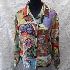 Vintage Kaktus Pablo Picasso Art Print Multi Rayon Jacket One size